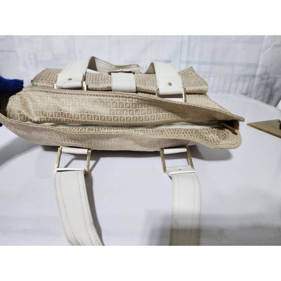 Authentic FENDI zucca canvas shoulder Tote Bag Beige/ Cream - Picture 12 of 16